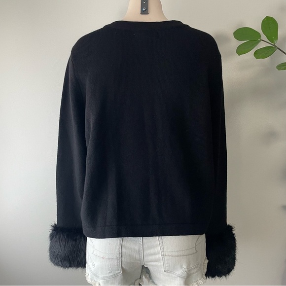 Banana Republic Merino Wool Cashmere Double Breasted Faux Fur Cuff Knit Sweater - Picture 2 of 8